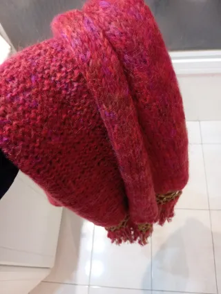 Chal bufanda tejido rosa y rojo