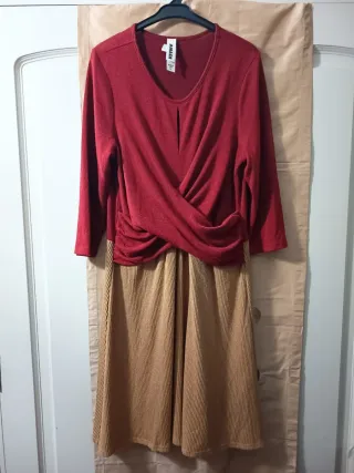 Vestido AMADI Talla L Rojo y Marrón