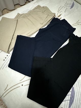 lote de Pantalones Zara Talla M Beige Azul y Negro