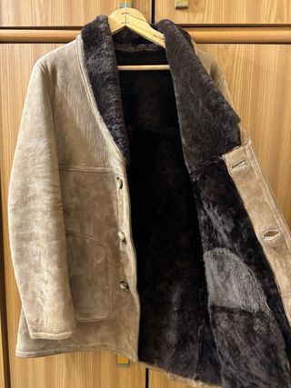 Abrigo Mouton Original Años 80 Beige/Marrón