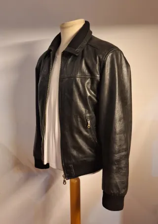 Chaqueta de piel Oakwood bomber negra