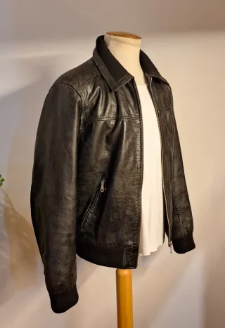 Chaqueta de piel Oakwood bomber negra