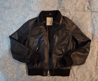 Chaqueta de piel Oakwood bomber negra