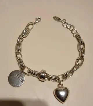 Pulsera Plata 925 Corazón y Smile