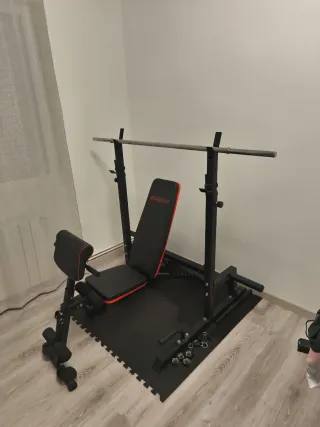 BANCO DE PESAS Y SOPORTE DE BARRA AJUSTABLES