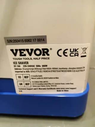 Trituradora de hielo VEVOR 120 Kg/h 250W