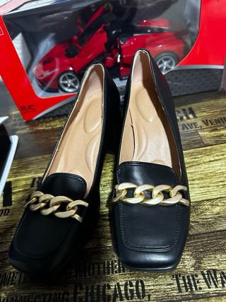 Zapatos negros tacón cadena talla 38