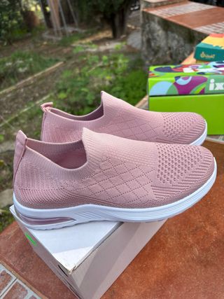 Zapatillas deportivas mujer rosa y blanco