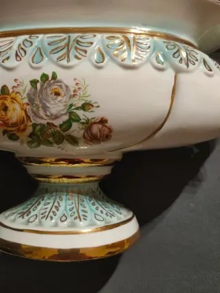 Centrotavola vintage porcellana oro zecchino