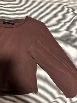 Crop Top Zara Manga Larga Marrón