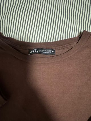 Crop Top Zara Manga Larga Marrón