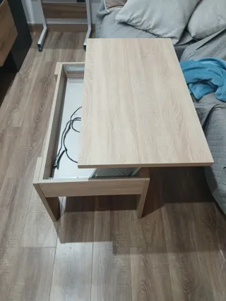 Mesita de centro elevable madera y metal