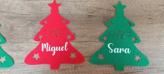 Porta cubiertos Navidad personalizados árbol