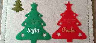 Porta cubiertos Navidad personalizados árbol