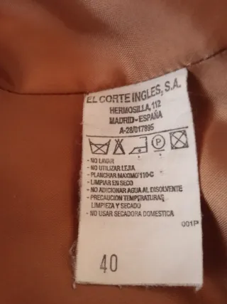 Abrigo El Corte Inglés Talla 40 Beige