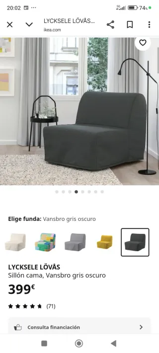 Sofá Cama Ikea Gris Oscuro