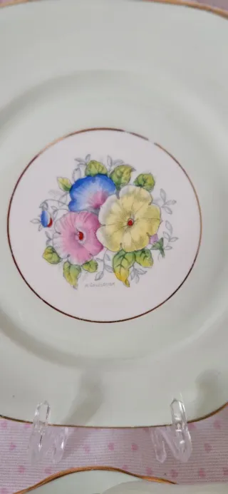 Trio da tè Royal Crown verde e fiori