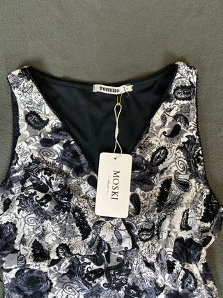 Vestido Torero Estampado Floral Negro Blanco T.40