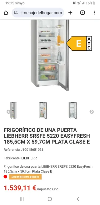 Frigorífico Liebherr Nevera