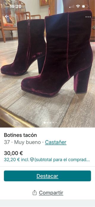 Botín tacón Castañer ante morado