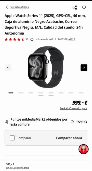 APPLE WATCH SERIES 11 46 MM CELLULAR • NUEVO •