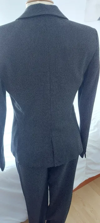 Traje Zara Mujer Negro Topos Blancos