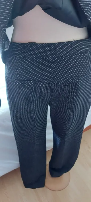 Traje Zara Mujer Negro Topos Blancos