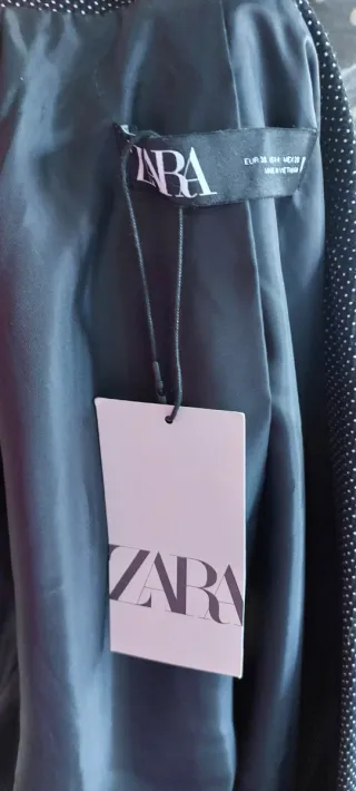 Traje Zara Mujer Negro Topos Blancos