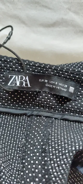 Traje Zara Mujer Negro Topos Blancos