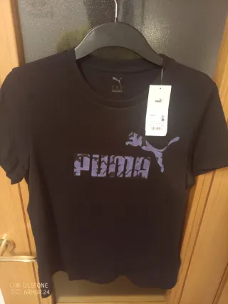 Camiseta Puma Negra Logo Estampado