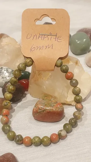 Pulsera Unakite y Malaquita 6mm
