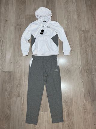 Conjunto Armani Sudadera y Pantalón Blanco/Gris