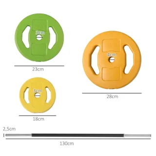 Barra de pesas con 6 discos