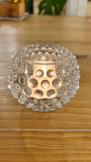 Portacandele in vetro con rilievo