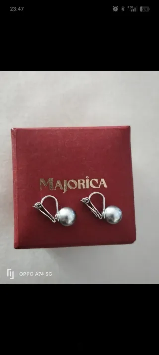 PENDIENTES PANDORA PERLA GRIS PLATA NUEVOS