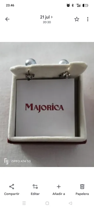 PENDIENTES PANDORA PERLA GRIS PLATA NUEVOS