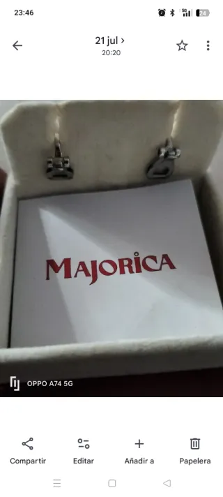 PENDIENTES PANDORA PERLA GRIS PLATA NUEVOS