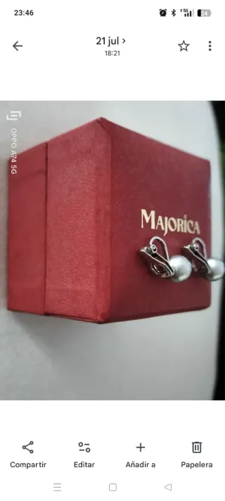 PENDIENTES PANDORA PERLA GRIS PLATA NUEVOS