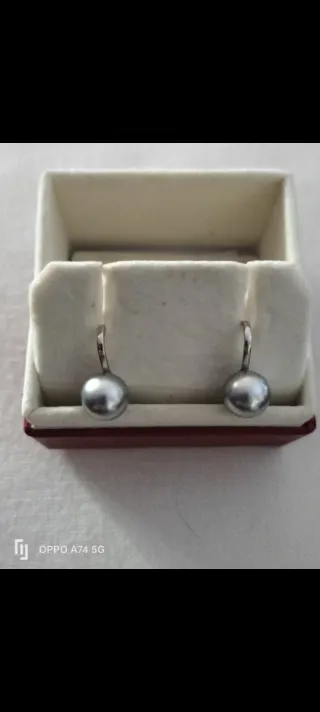PENDIENTES PANDORA PERLA GRIS PLATA NUEVOS