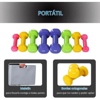 Set Mancuernas Colores con Maletín