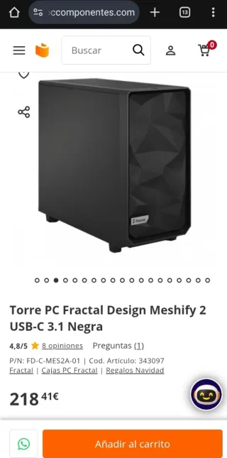 Torre PC Fractal Design Meshify 2 Negra