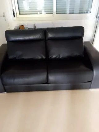Sofá de piel negro 2m