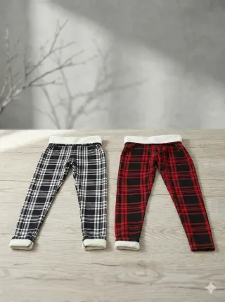 Leggings Cuadros Rojo  Invierno