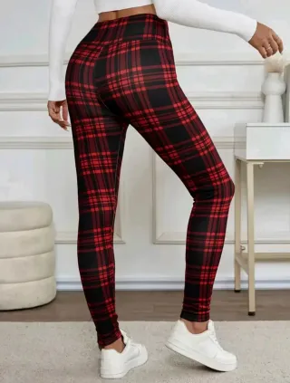 Leggings Cuadros Rojo  Invierno