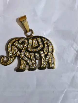 Colgante elefante acero con circonitas