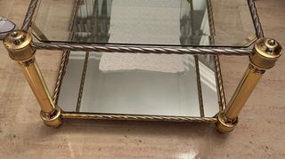 Mesa de centro salón cristal y metal dorado