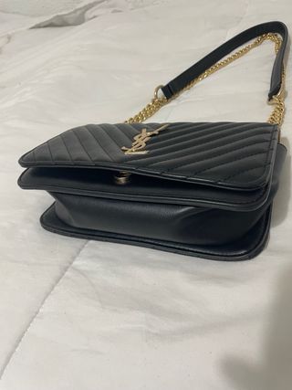 Bolso de hombro Saint Laurent negro y dorado