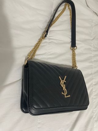 Bolso de hombro Saint Laurent negro y dorado
