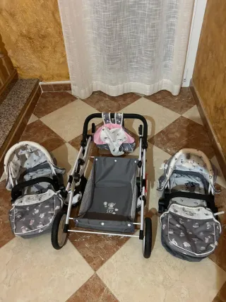 Carrito gemelar para muñecas SKY