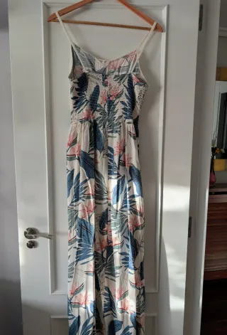 Vestido Crochet Estampado Tropical